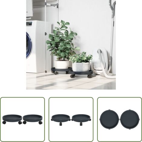 Topfpflanzen -  Pflanzenroller mit Rollen 2 Stk. Grau Durchmesser 34 cm 35 kg