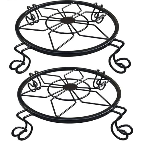 Topfpflanzenständer, rostbeständiger Pflanzenständer aus Metall, Gartentisch im Schmiedeeisen-Design, Blumentopfhalter aus Schmiedeeisen – Schwarz