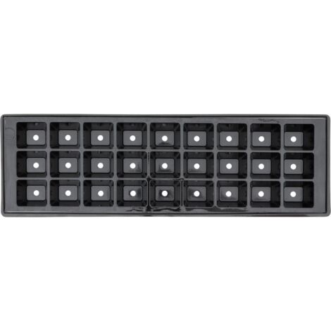 Topfplatte 480x140x45 mm mit 27 Töpfen aus Kunststoff Ø 4,5 cm gelocht