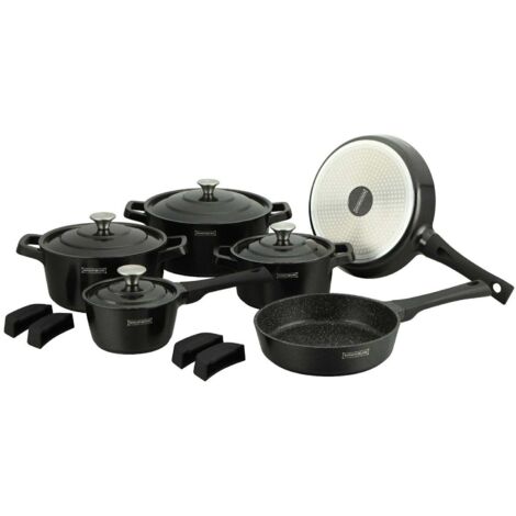 Topfset marmor - 14 teile - schwarz