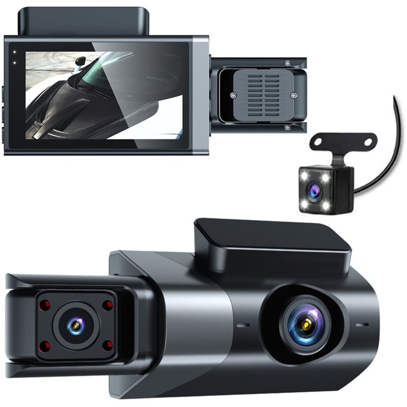 Topiky - Dashcam Voiture Avant Arrière 1080P, 3' fhd Écran Camera Voiture, triple électronique de voiture avec enregistrement en boucle, vision