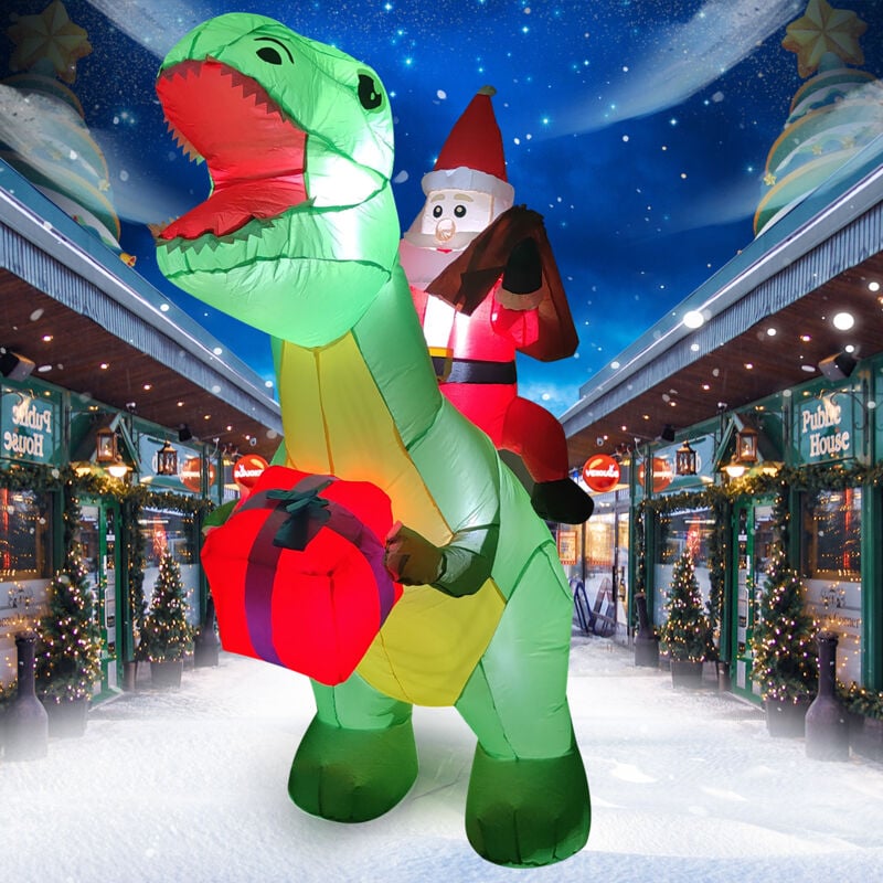 Décorations de Noël Gonflables, Dinosaure Gonflable de Noël de 6FT, Dinosaure Gonflable , Decoration Noel avec led Intégrées, Decoration Noel