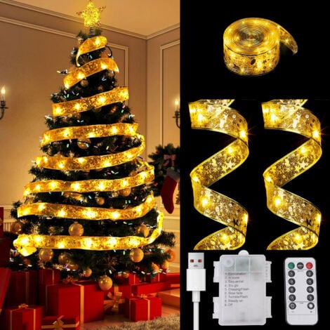 TOPIKY Guirlande lumineuse 10m 100 LED et à piles en fil pour éclairage intérieur et extérieur, chambre, décoration de mariage, fête, Noël, décoration d'arbre (blanc chaud) [Classe énergétique A]