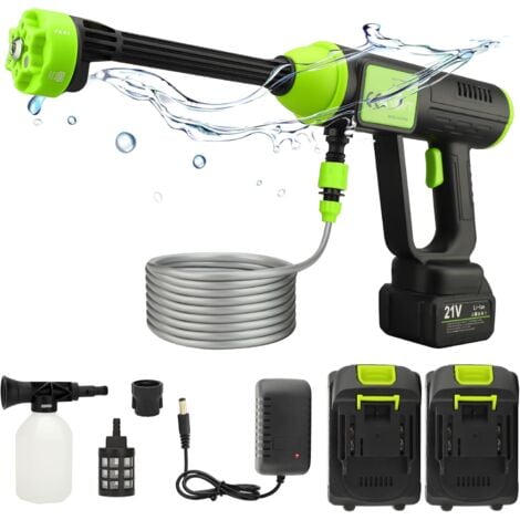 TOPIKY Nettoyeur Haute Pression de 21 V &Nettoyeur Portable sans Fil - Débit maximum : 3L/min - Pression maximum : 30bar - Course du jet : 6-12 mètres pour Un Nettoyage de terrasse, Jardin, Voitur