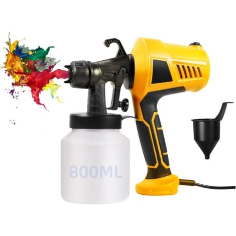 TOPIKY Pistolet a Peinture HVLP 500W, Pistolet Peinture, Airless Peinture Débit d'air et de Peinture réglable, Pistolet à Peinture Électrique réservoir de 800 ML/3 Modèles