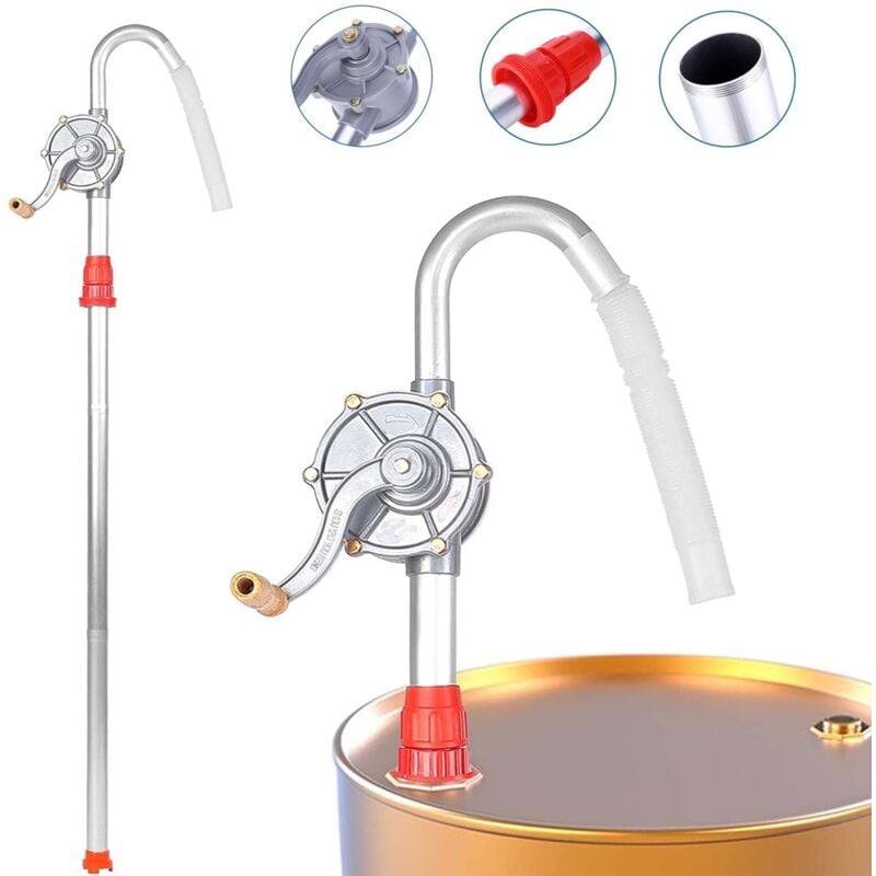 Pompe à Huile rotative à manivelle - Pompe à Tambour à manivelle - Pompe à Carburant Manuelle rotative - en Alliage d'aluminium - Pompe à Huile