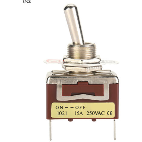 TOPINCN Crayons Rapides 1021 Mini Commutateur de Basculement 2 Broches 2 Position - Vanne Mécanique Contrôlée à la Main pour une Structure Simple et un Pack D'installation Simple de 5