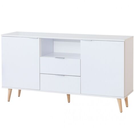 TOPKIT Aparador blanco 2 puertas y 2 cajones 2483 Armario Aparador Aparador de comedor Color Blanco