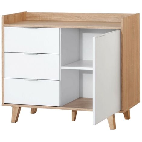 TOPKIT | Buffet avec 1 porte et 3 tiroirs 2174| Buffet Buffet | Buffet de salle à manger | chêne blanc