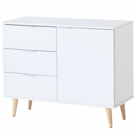 TOPKIT  Buffet blanc avec 1 porte et 3 tiroirs 2488  Buffet Buffet  Buffet de salle à manger  couleur blanche
