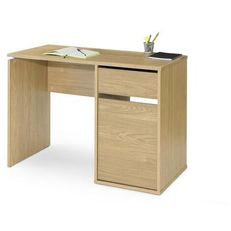 TOPKIT | Bureau Burgos 5210| Petite table d'ordinateur Bureau avec tiroir et porte | Chêne