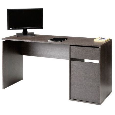 TOPKIT | Bureau Burgos 5212| Bureau d'ordinateur moyen | Bureau avec tiroir et porte | Wengé
