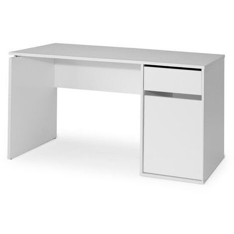 TOPKIT | Bureau Burgos 5214| Grande table d'ordinateur | Bureau avec tiroir et porte | Blanc