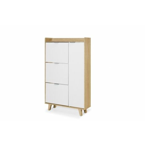 TOPKIT | Meuble à chaussures à 3 portes pliantes 2180| Armoire à chaussures | Meuble à chaussures Hall avec 3 portes pliantes | chêne blanc