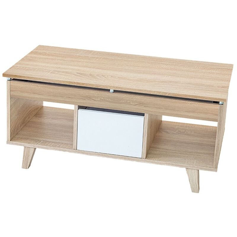 Topkit - Table basse relevable avec tiroir 2179 | Table basse | Table à manger | chêne blanc Topkit - Table basse relevable avec tiroir 2179 | Table basse | Table à manger | chêne blanc