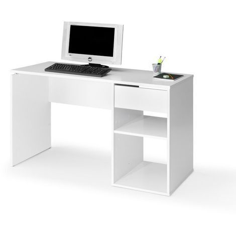 TOPKIT | Table de bureau Burgos 5012| Table d'ordinateur moyenne | Bureau avec tiroir | Blanc