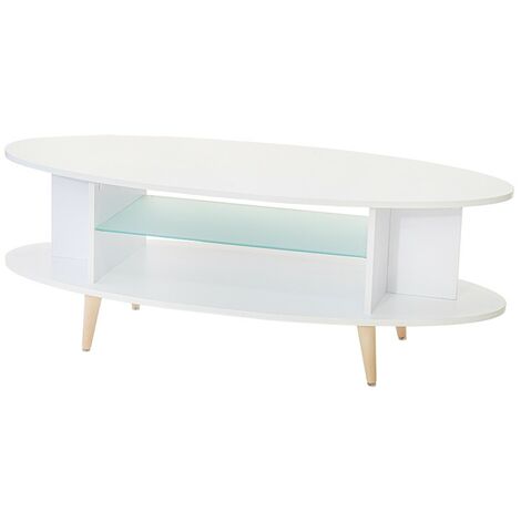 TOPKIT  Table ovale avec plateau en verre 1300 2475  table basse  Table à manger  couleur blanche