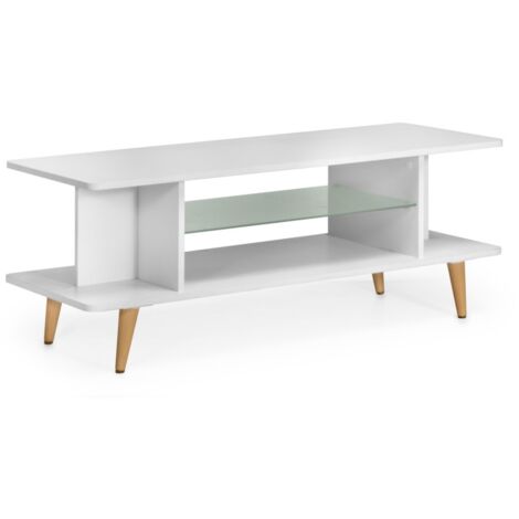 TOPKIT Table rectangulaire avec étagère en verre 2476 Table basse Table à mangerBlanc