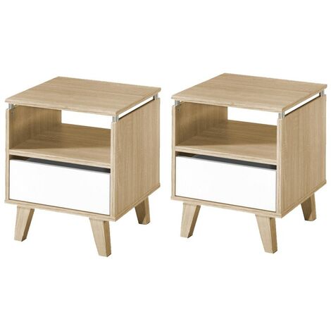 TOPKIT  Tables de chevet avec 1 tiroir 2166 - 2 unités  Tables de chevet  Table de chevet  chêne blanc
