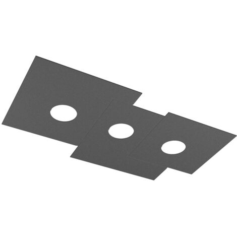 Toplight Plafoniera da soffitto rettangolare 3 luci Plate con attacco GX53, struttura colore antracite, design moderno 65x37x3cm