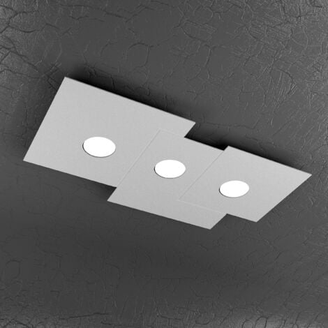 Toplight Plafoniera da soffitto rettangolare 3 luci Plate con attacco GX53, struttura colore grigio, design moderno 65x37x3cm