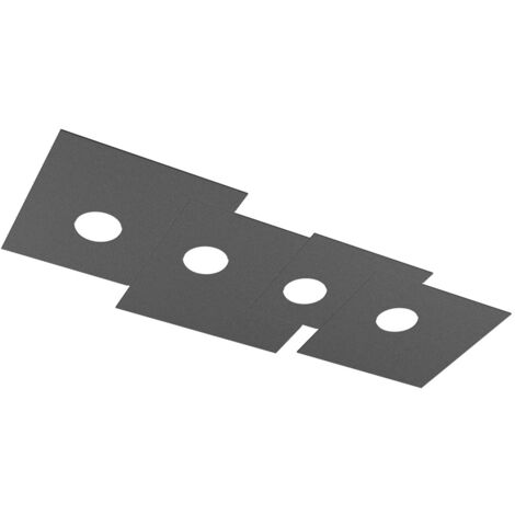 Toplight Plafoniera da soffitto rettangolare 4 luci Plate con attacco GX53, struttura colore antracite, design moderno 86x37x3cm