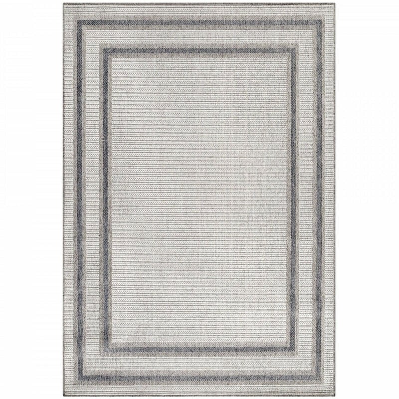 TOPO - Tapis Extérieur/Intérieur Tissé Plat - Crème & Gris 80 x 250 cm