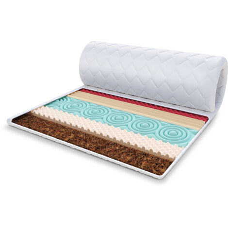 Topper 5x80x200 cm Matratzenauflage mit HR-Schaum Matratzenschoner Kokosfaser H3 H4