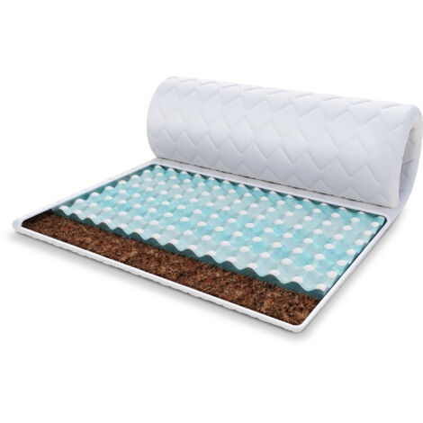 Topper 5x90x200 cm Matratzenauflage mit RavineBlue-Schaum Matratzenschoner Kokosfaser H4