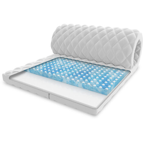 Topper 8x140x200 cm Matratzenauflage mit RavineBlue-Schaum Matratzenschoner Kaltschaum H3 H4