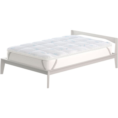 Topper Double Face Singolo Trapuntato 300 gr/mq con Elastici Ice Refrigerante Bianco
