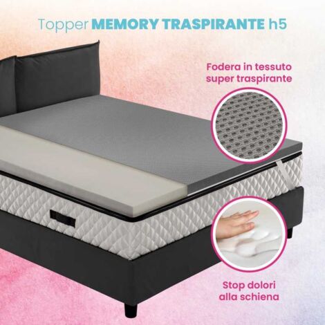 Topper memory, correttore materasso H5 cm tessuto sfoderabile - AIR STAR FOAM PLUS  80x195 cm