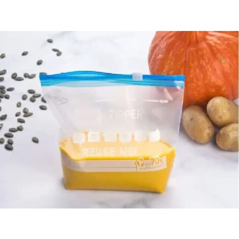 Toppits Zipper sacchetto multiuso pellicola speciale antistrappo, riutilizzabile, trasparente, capacità 1 litro, 1 x 12 pezzi