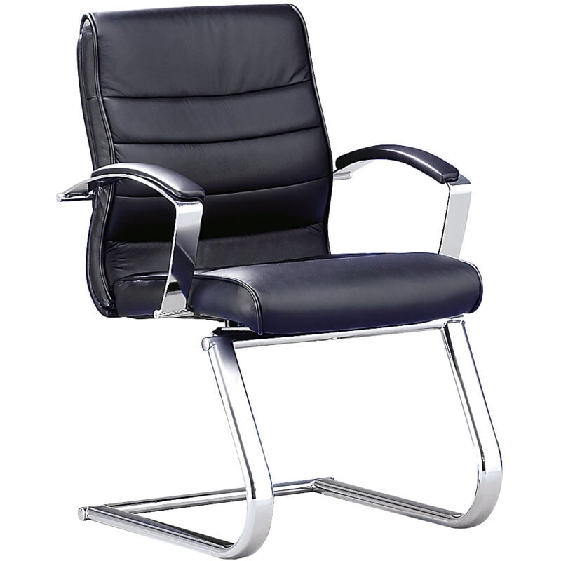 Topstar - Fauteuil visiteur, cuir noir, avec accoudoirs en cuir