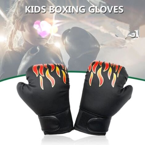 TOPTW 1 Paire Gants de Boxe Enfant Respirant PU Formation noir