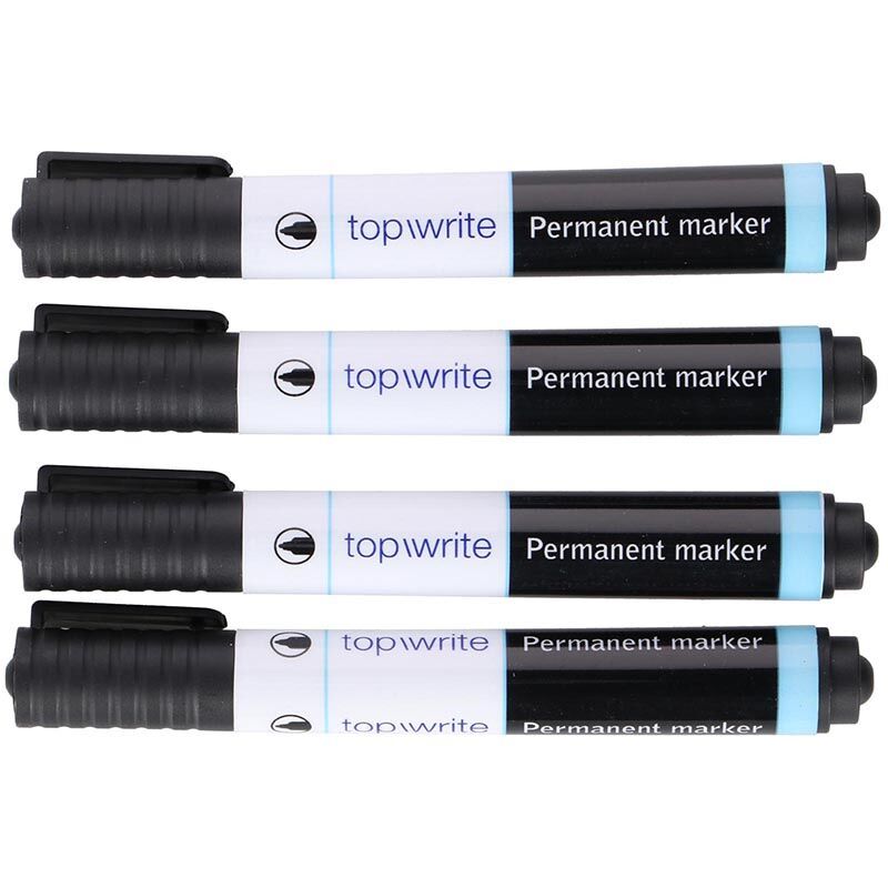 Topwrite - Marqueur permanent 4 pcs (noir)