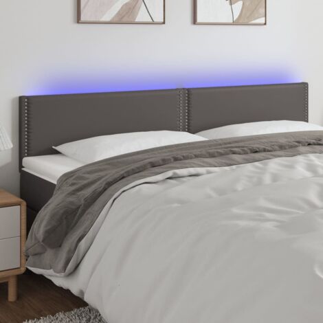 Torana – Tête de lit à LED gris 200x5x78/88 cm en similicuir – Résistante aux taches – Éclairage LED ajustable – Support confortable pour lecture