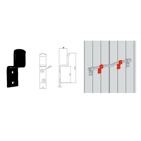 Torbel – Butée contrevent déport 32 galvanisé – Dimensions 20x4 mm – Hauteur 60x40 mm – 538116