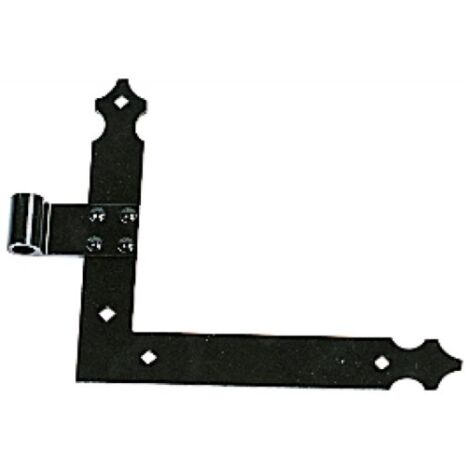 Torbel – Paumelle équerre bas droite finition noir – Ø de l'œil 14 mm – Trou carré 6,5 mm – Dimensions L 240 x H 207 mm pour volets aluminium et PVC