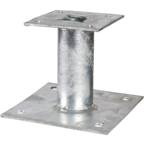 Torbel – Support poteau fixe 150x150 en acier galvanisé – Hauteur 124mm – Platine 100x100mm – Perçage 10mm pour fixation robuste