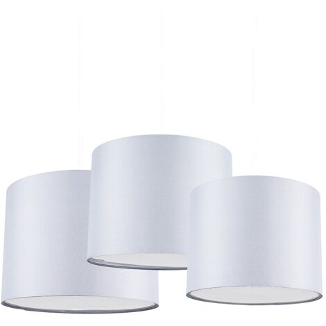 Torbery 3 Pack Modern Grey Drum Pendant Ceiling Light Shades with Diffusers