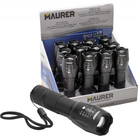 TORCE LED ALLUMINIO ALTA LUMINOSITA' MAURER BATT 3AAA N/INCL
