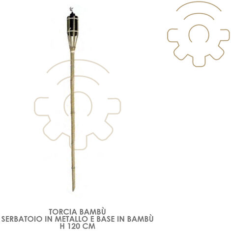 Torche avec cuve en mA tal et base en bambou Torche externe 90 cm h