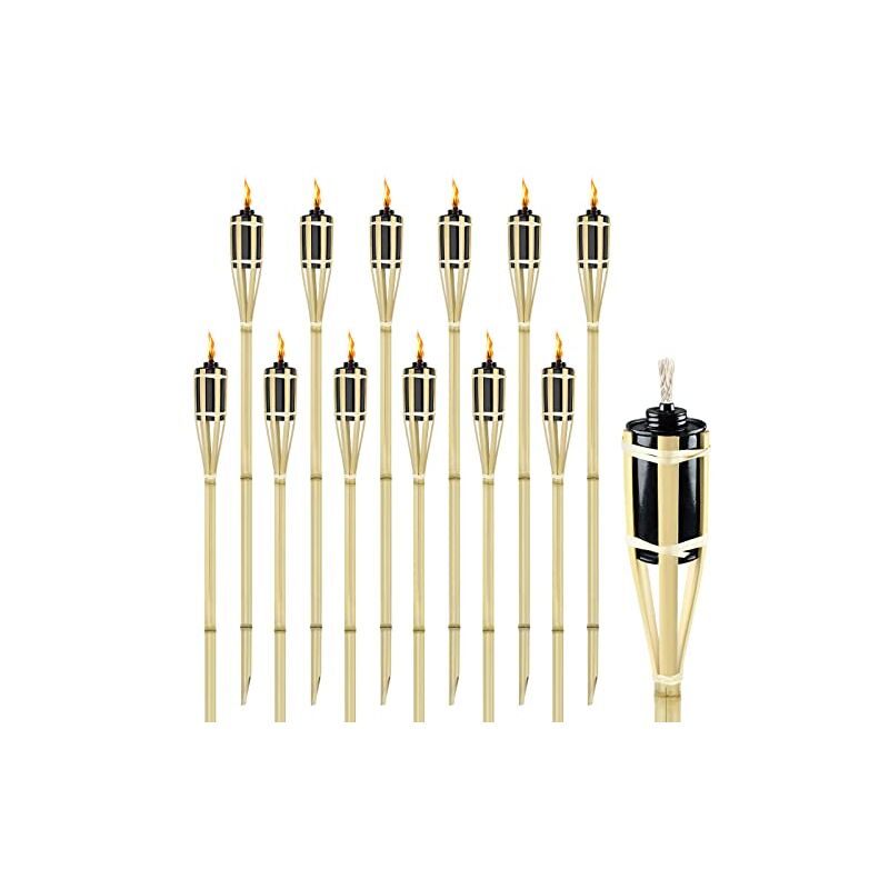 Torche de Jardin Torches à Huile pour l'extérieur avec Mèche Hauteur 90cm pour la Décoration de Jardin 12 pièces Naizy