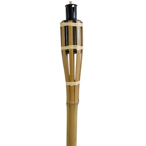 Torche en bambou 1,20m avec réservoir 0,5L – Lampe solaire pour extérieur – Ambiance chaleureuse – Idéale pour soirées – Favorit