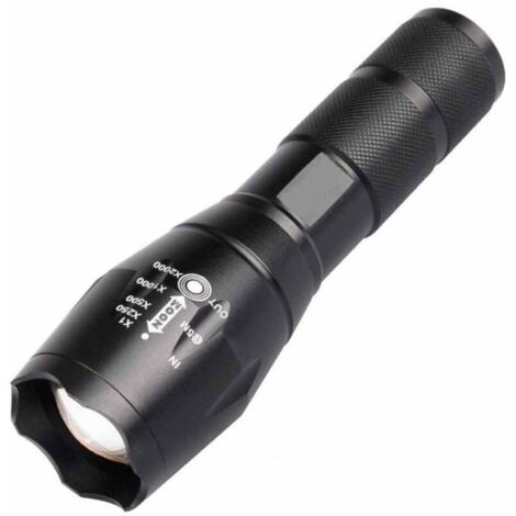 Torche Lampe de Poche,Lampe de poche tactique poche torche LED super lumineux 1200 lumens LED poche torche T6 lampe de poche portable mise au point réglable torche zoomable avec 5 modes de lumière (1