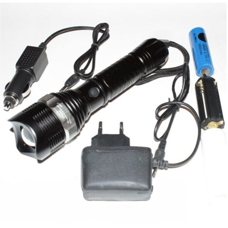 Torche Led Rechargeable 15000w 3,7v En Aluminium Avec Signaux D'urgence