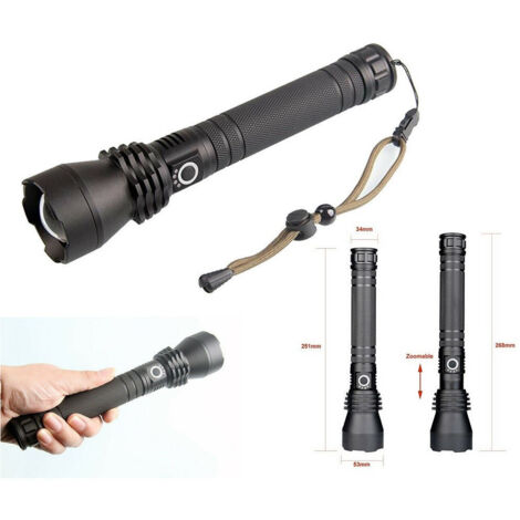 Torche Led Rechargeable Cree P50 2000 Lumens 80000 W Zoom Double Batterie