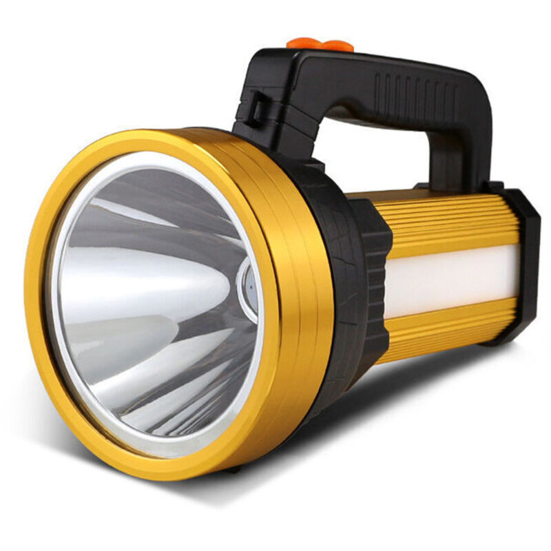 Torche led Torche Rechargeable Étanche IPX4 Portable Camping Light 10000mAH Camping Light Handheld Spotlight (Or)
