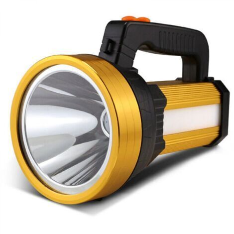 Torche LED Torche Rechargeable Étanche IPX4 Portable Camping Light 10000mAH Camping Light Handheld Spotlight (Or)